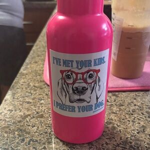 Pink Dog-Themed Water Bottle